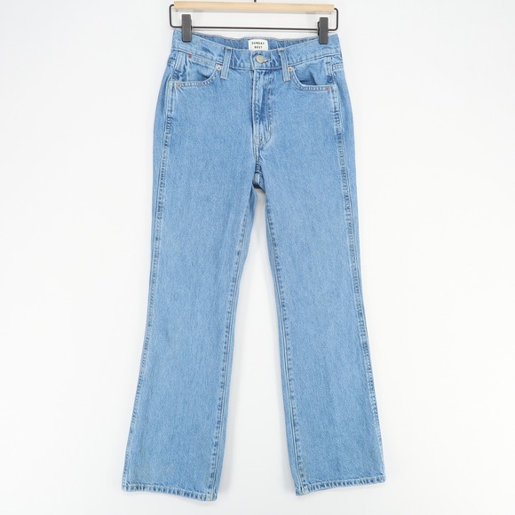Aritzia Sunday Best Jeans Women 23 Blue Light Wash Denim Straight Leg High Rise - Picture 1 of 11